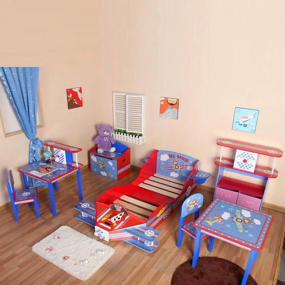 2021 popular plane style wooden children furniture sets high quality children bed set furniture cheap price OEM available