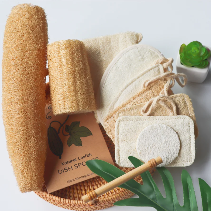 100% натуральная Органическая биоразлагаемая отшелушивающая губка для ванны целлюлозный скребок тела кухни и ванной комнаты Губка из люфы