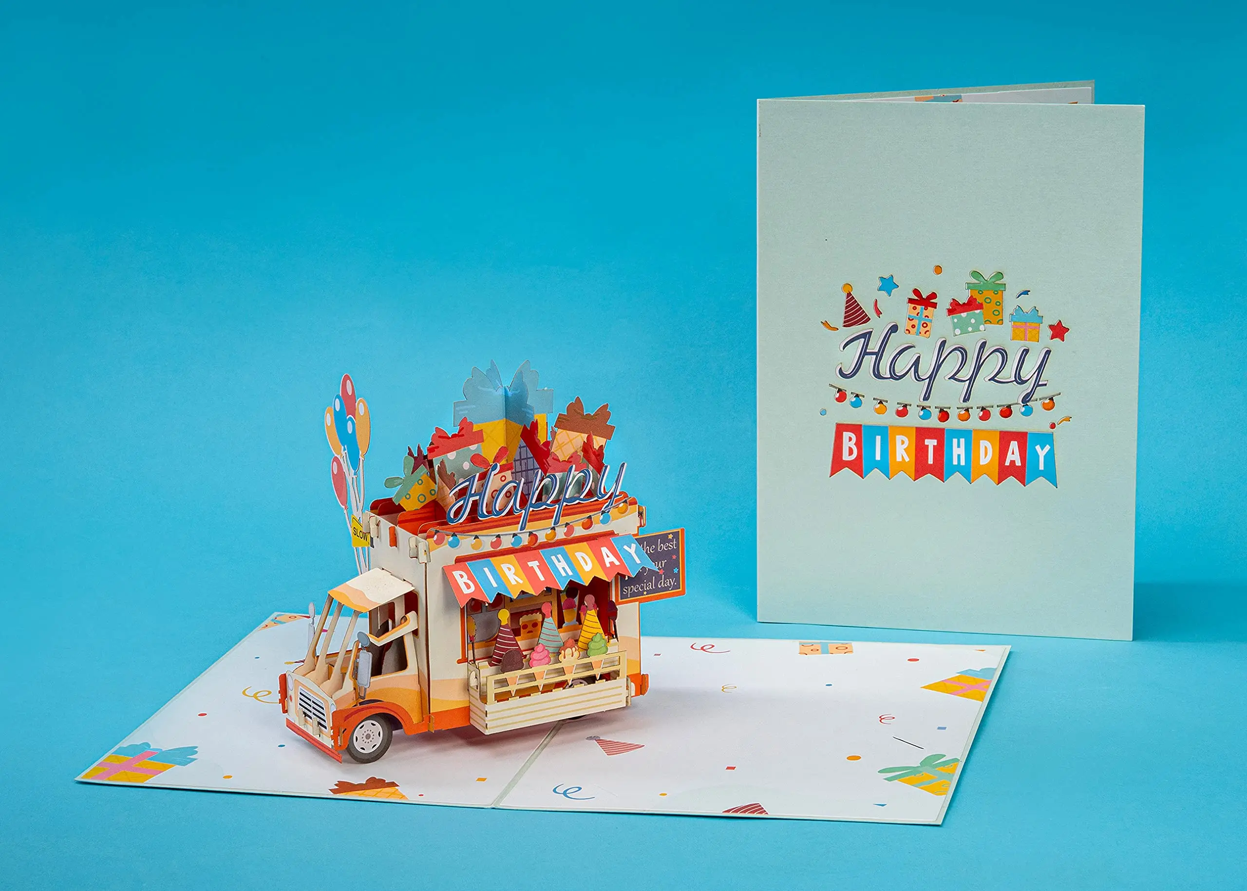 hotsale customized pop up greeting happy birthday Ice Cream 3d greeting cards