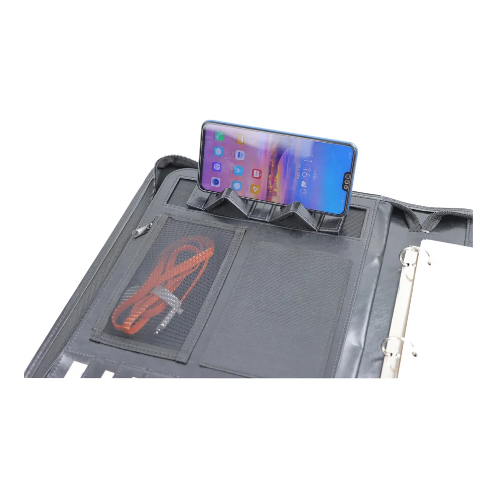 High quality file binder pocket 3 ring zipper portfolio document folders with padfolio pad holder