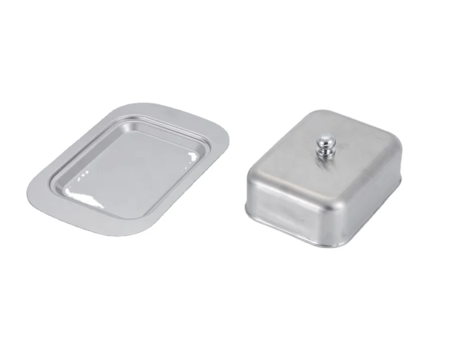 Kitchen Home Cooking Stainless Steel Butter Dish with Lid 430 stainless steel butter plate keep butter fresh