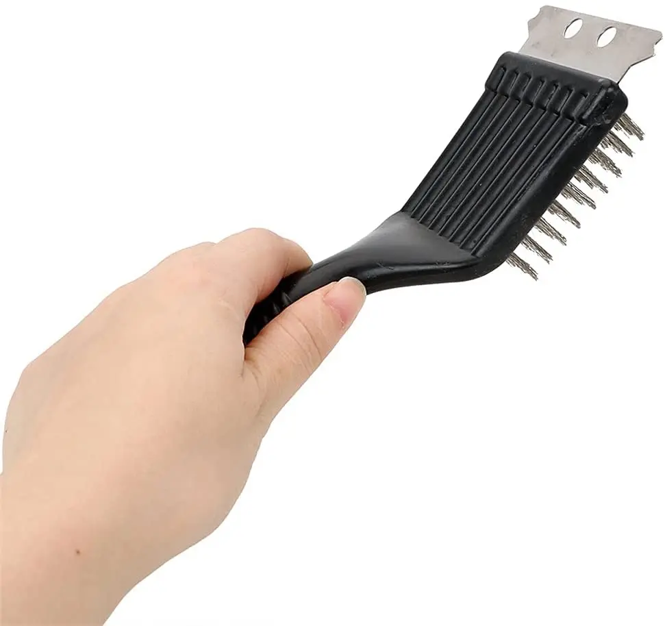 Durable Wire Bristles Cleaning Brushes Barbecue Grill Brush with Scraper BBQ Cleaning Tools BBQ Accessories