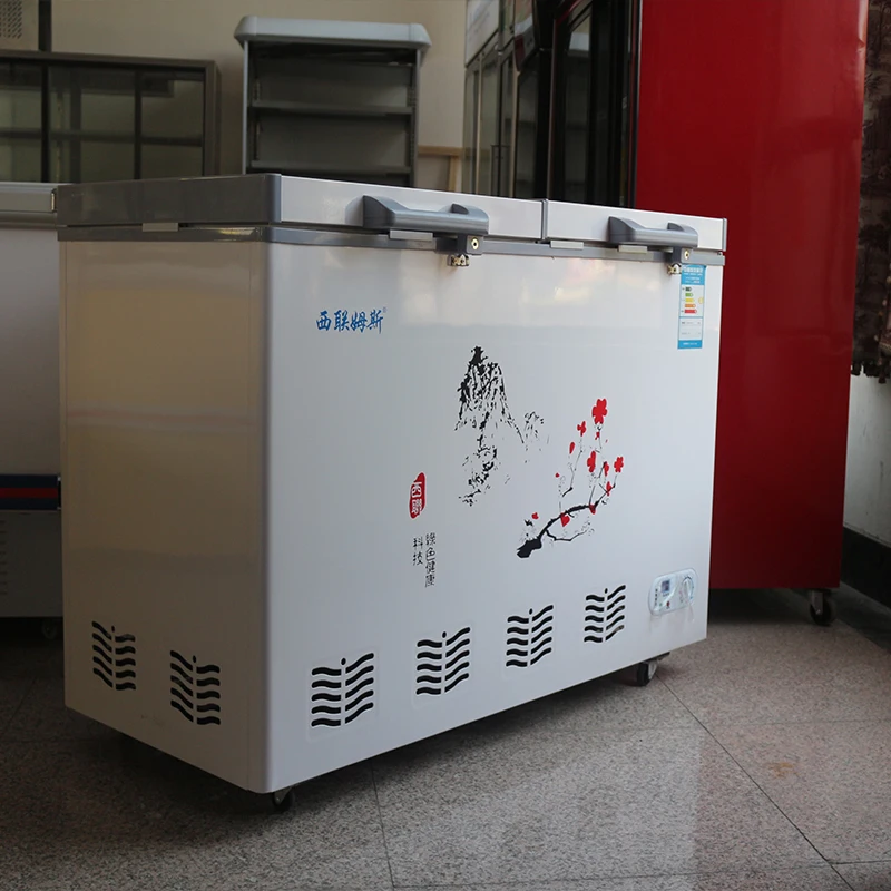 Commercial Single-Temperature Chest Freezer for Beef Electric Glass Door Deep Freezer for Supermarket Use Made in China