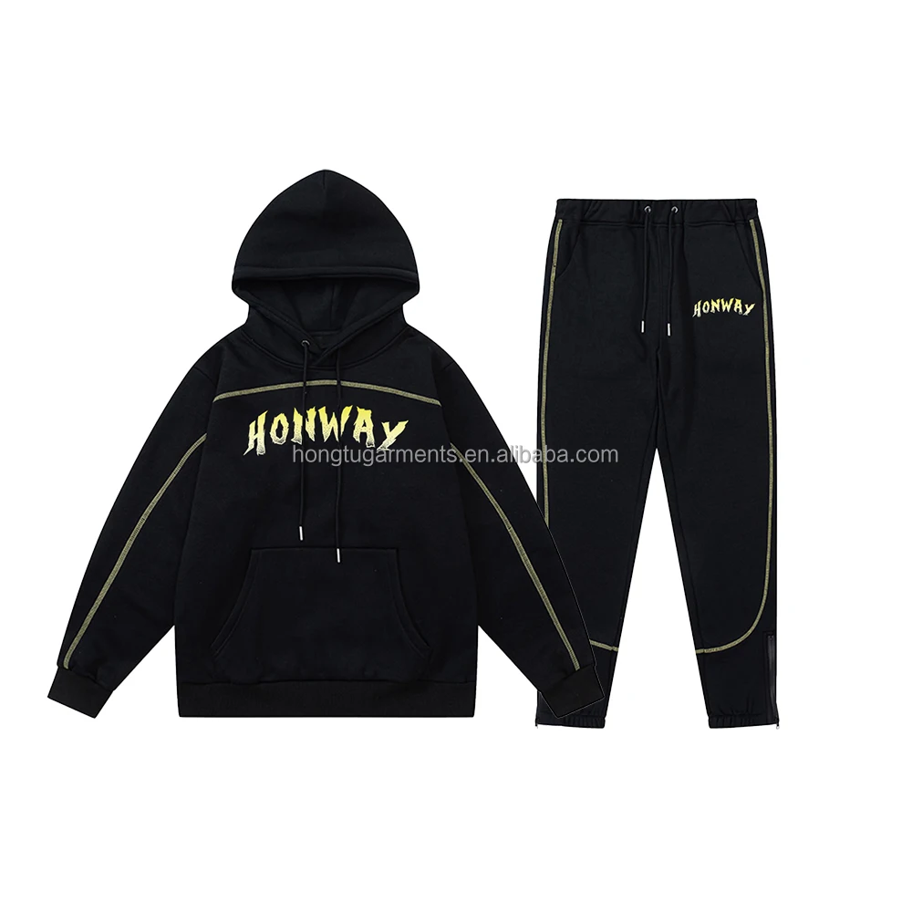 Fashion Sports Unisex 100 Cotton Hoodie And Pants 2 Pcs Set Custom Hoodie And Sweatpants Set Men Tracksuit With Logo