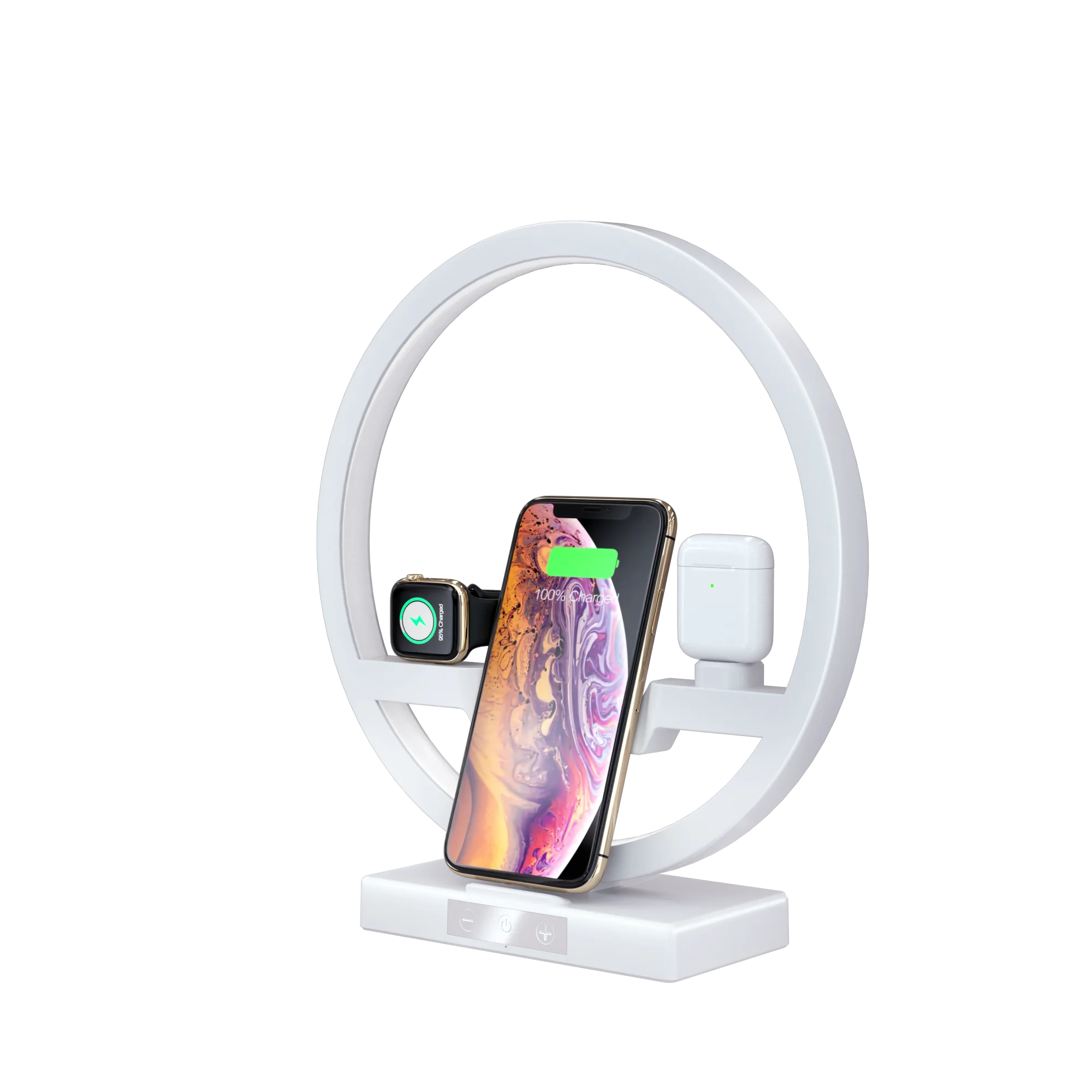 Трендовые товары 2020 года, настольная Светодиодная лампа 4 в 1, беспроводное настольное зарядное устройство Qi, зарядная док-станция для часов iPhone