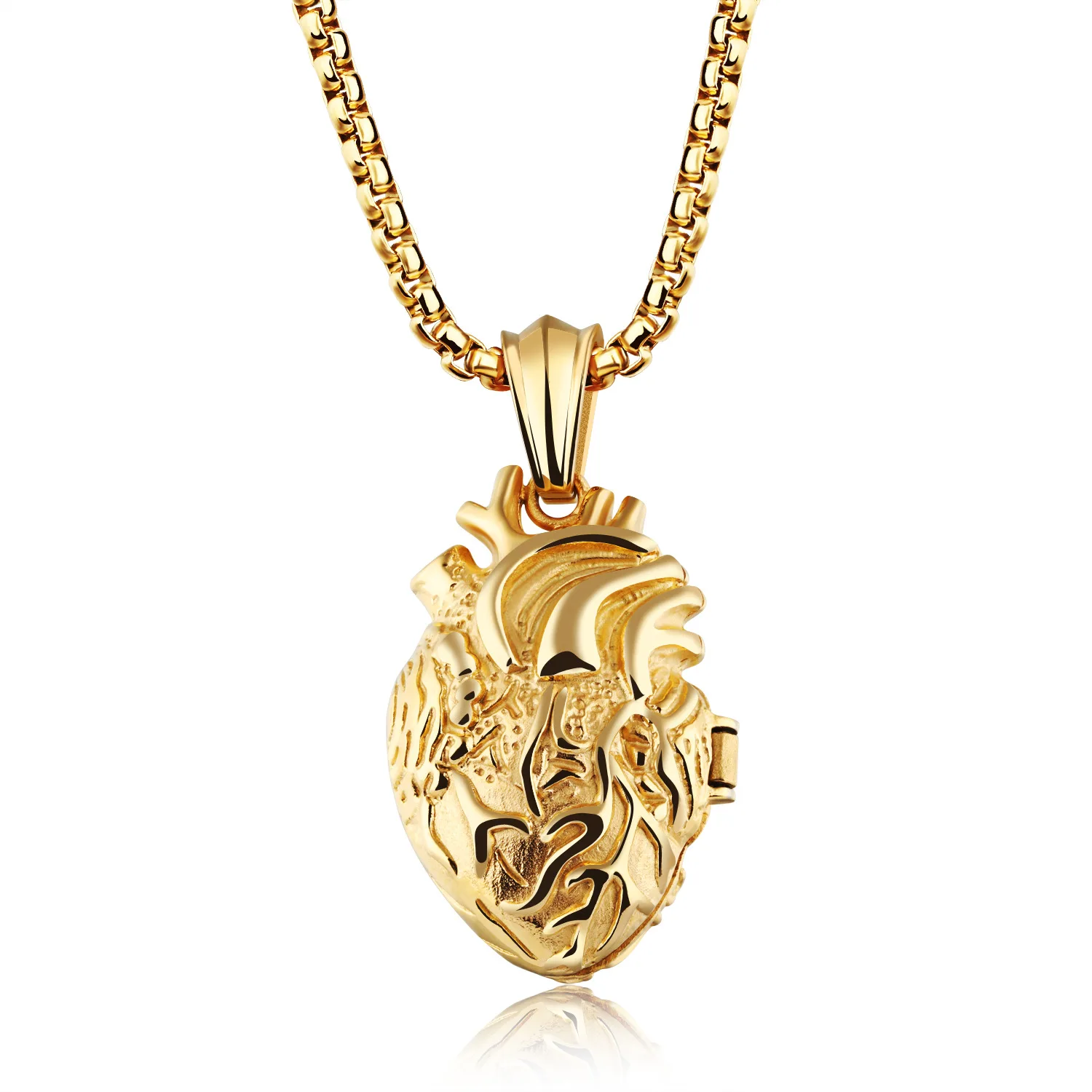 Personality Titanium Steel Human Organs Heart Shape Pendant Jewelry Necklace
