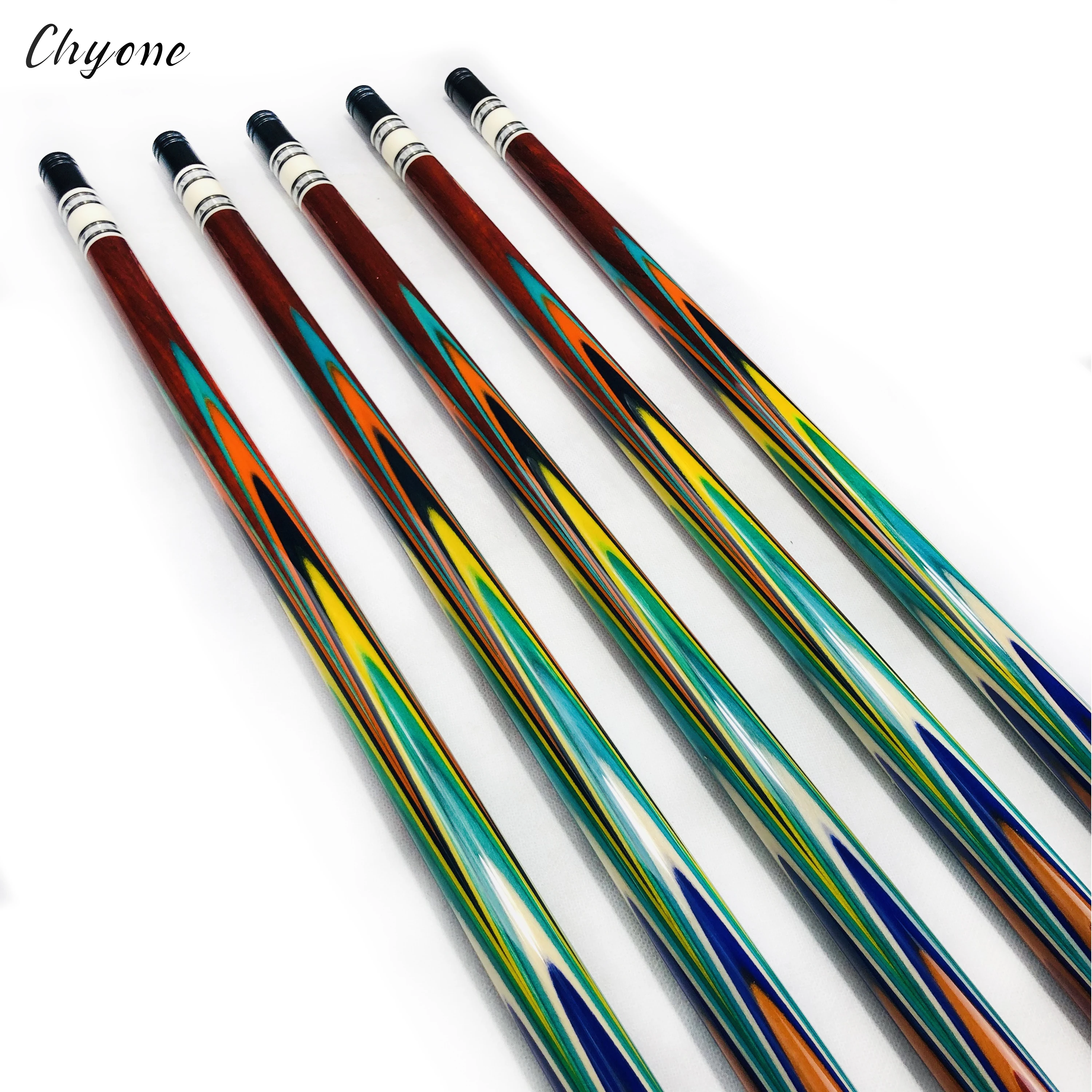 korea 3 cushion Carom cue Chyone custom rainbow butter fly inlay pool cue stick laminated curly shafts billiard cue
