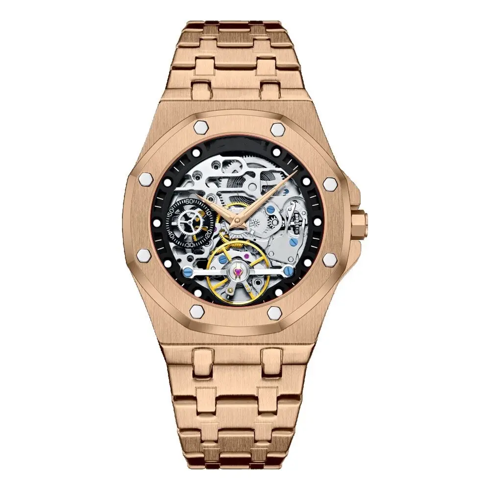 Custom stainless steel skeleton mechanical hunted watch online reloj para hombres automatic mens watches
