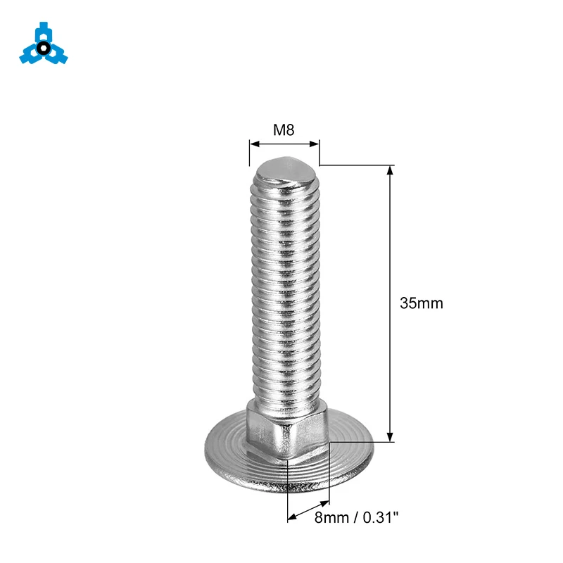 DIN603 Carriage Mushroom Head Square Neck Bolts Stainless Steel OEM Stock Support