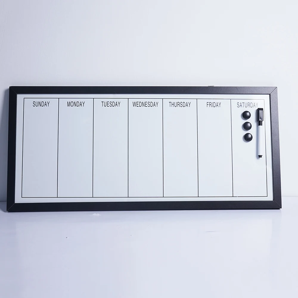 MDF Frame Magnetic Weekly Planner Board Wooden Frame Dry Erase Board Office Whiteboard