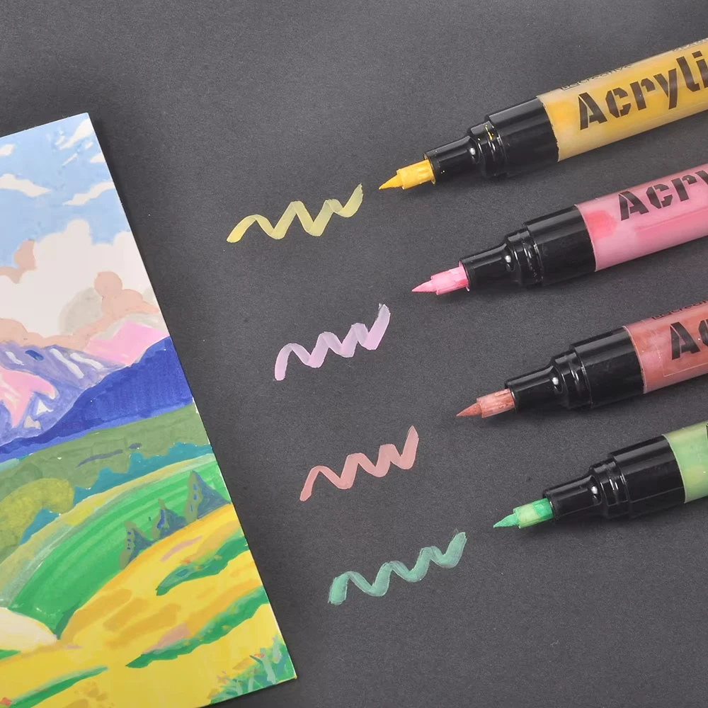 12/24/36 Colors Acrylic Paint Markers Premium Soft Brush Tip Paint Pen For Art Supplies