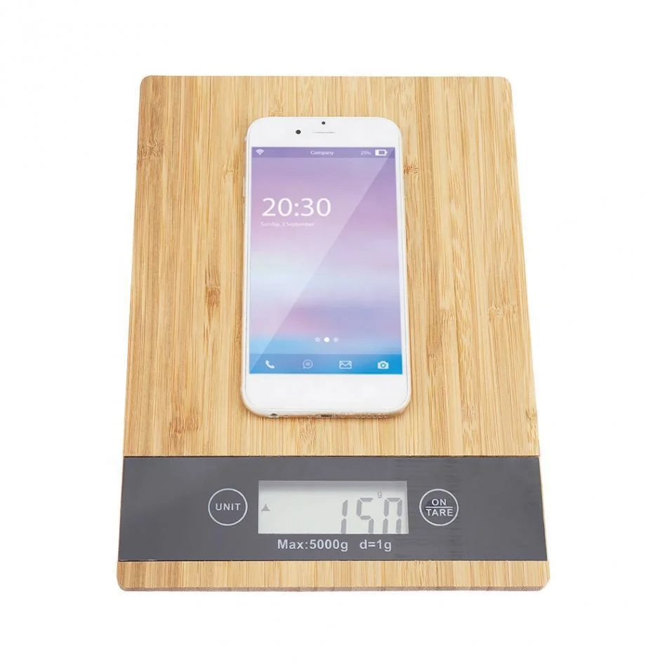 Wholesale bamboo scale waterproof wood grain scale surface 5kg wooden kitchen scale