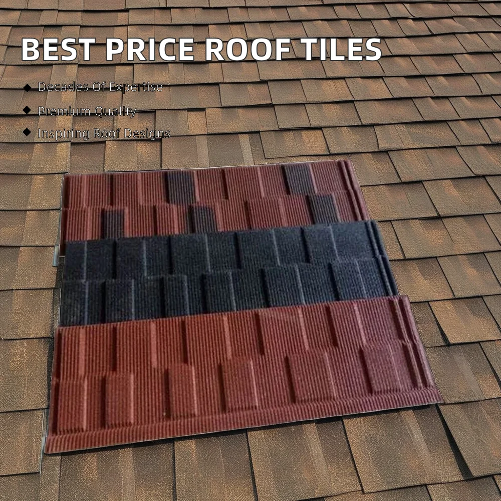 Modern Classical Tile Color Stone Coated Metal Roofing Price with Circular Ridge Sheet Plain Roof Tiles Design