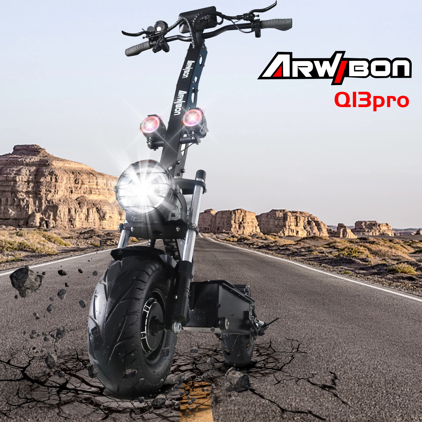 Arwibon Q13 PRO EU US UK Warehouse Adult eScooter High Speed 100km/h 13 Inch 8000w Dual Motor 60v 50ah Folding Electric Scooter