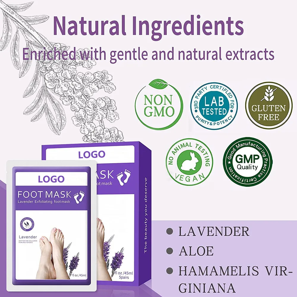Wholesale Natural Treatment Feet Peeling Exfoliating Lavender Foot Mask