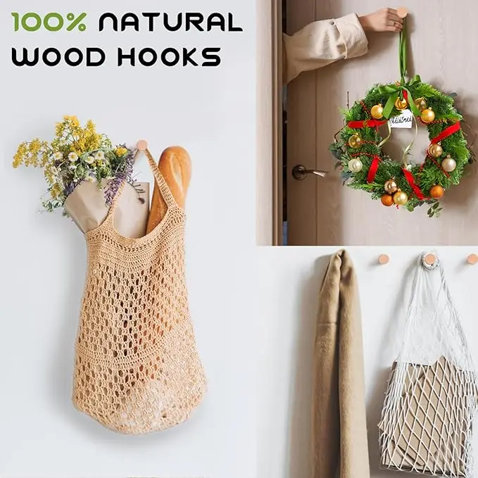 Heavy-Duty Wooden Wall Hooks Rustic Mounted Robe and Hat Rack for Bathroom Garage and Spice Use Hanging Towel Hanger