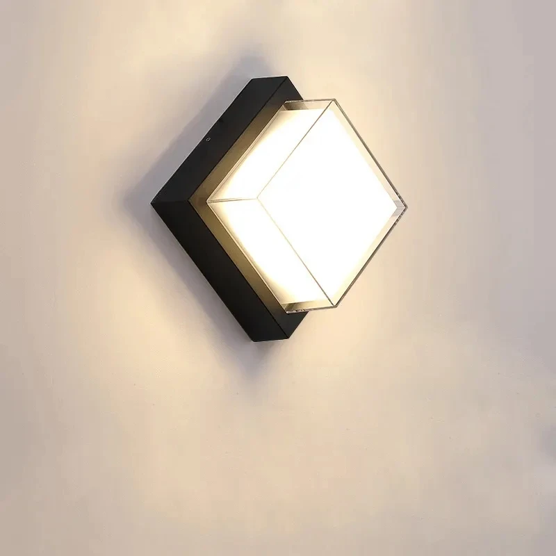 Modern Square Aluminum IP65 Outdoor Wall Lamps Mounted Installation 6w 12w LED Wall Bracket Light