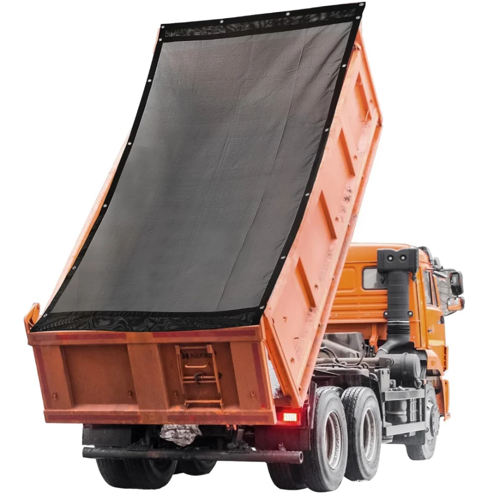 Heavy Duty Dump Truck Tarp with Vinyl-Coated Fabric Pockets Applied on Tarp System