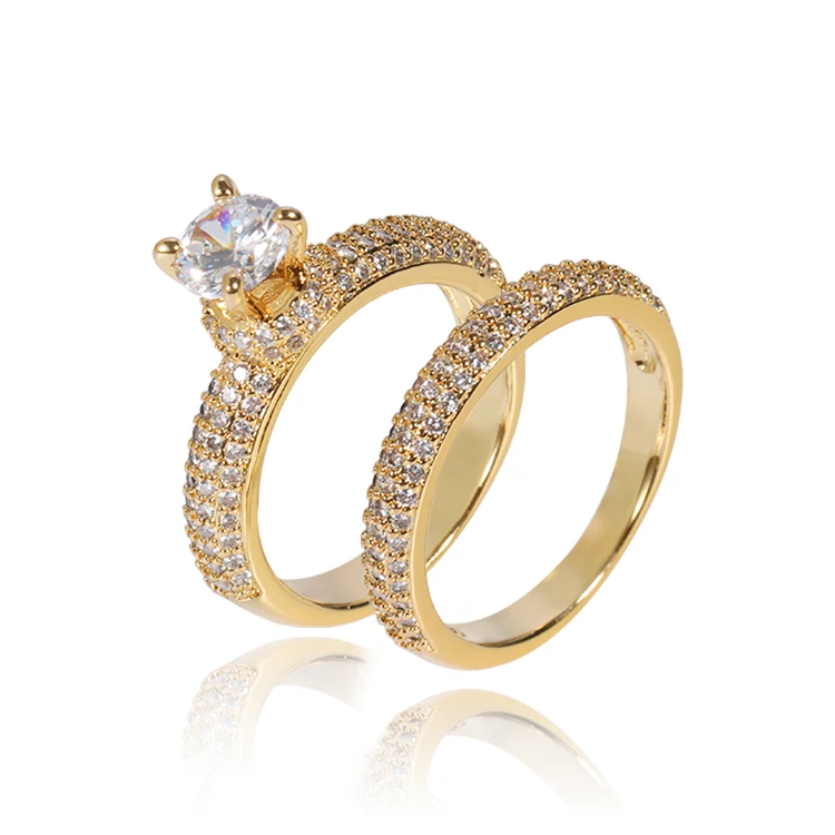 
Guangzhou Jewelry Supplier Wholesale Fashion rings mid sets wit white Color Zircon Engagement by the dozen 
