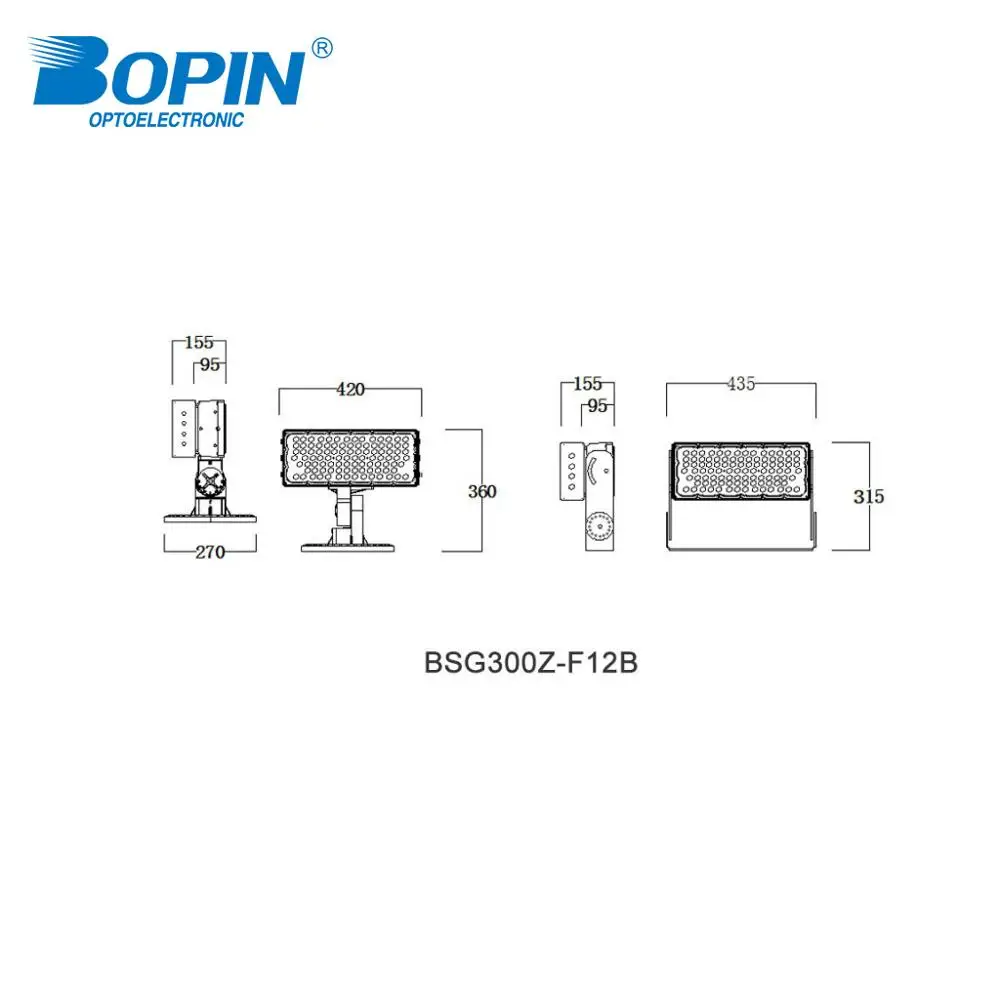 High power bridge light IP66 led flood light 300w 140lmw led high mast light
