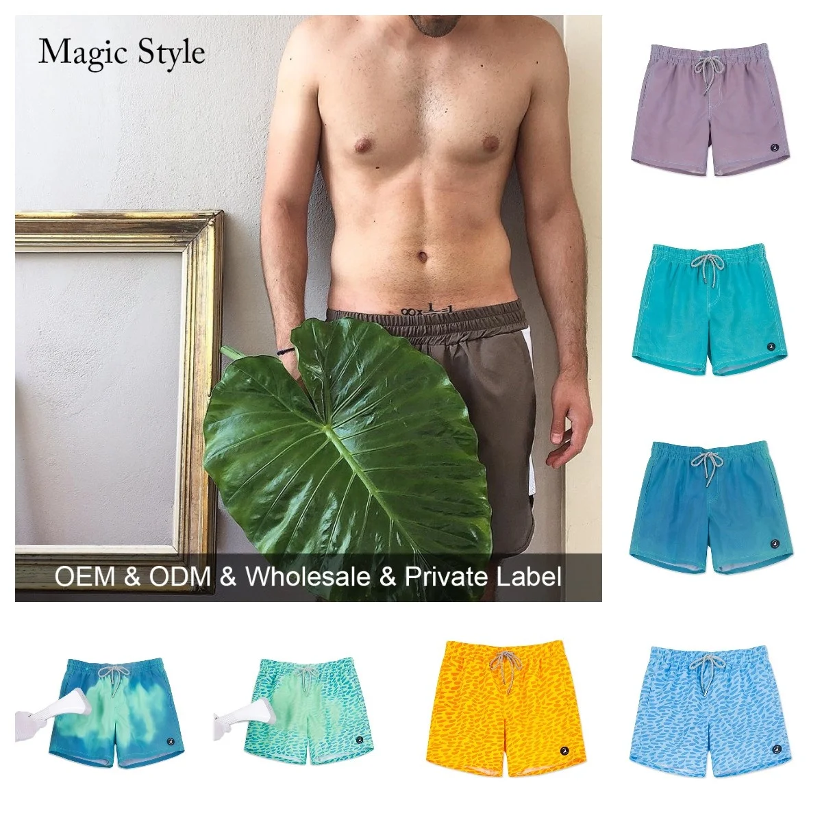 Factory Direct Printing Mens 100% Polyester Custom Logo Trunks Swim Shorts For Sale quick dry stripe swim trunk