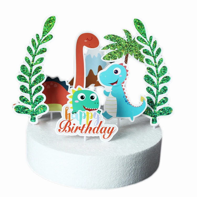 New Dinosaur Insert Card Children Birthday Party Cake Decoration Cake Topper For Cake Decorating