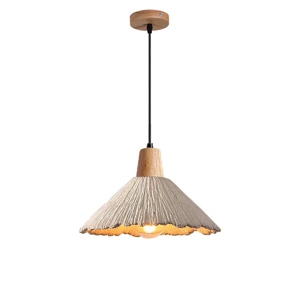 Modern Nordic Small Pendant Lamp Wabi-Sabi Cement Wood Indoor Ceiling Light AC Power Bulb Decorative Hanging Room