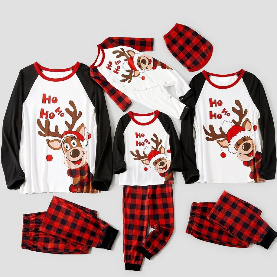 New Arrivals Polyester Cotton Sleepwear Parent-child Suit Children Mom Dad Family Christmas Pajamas with Custom