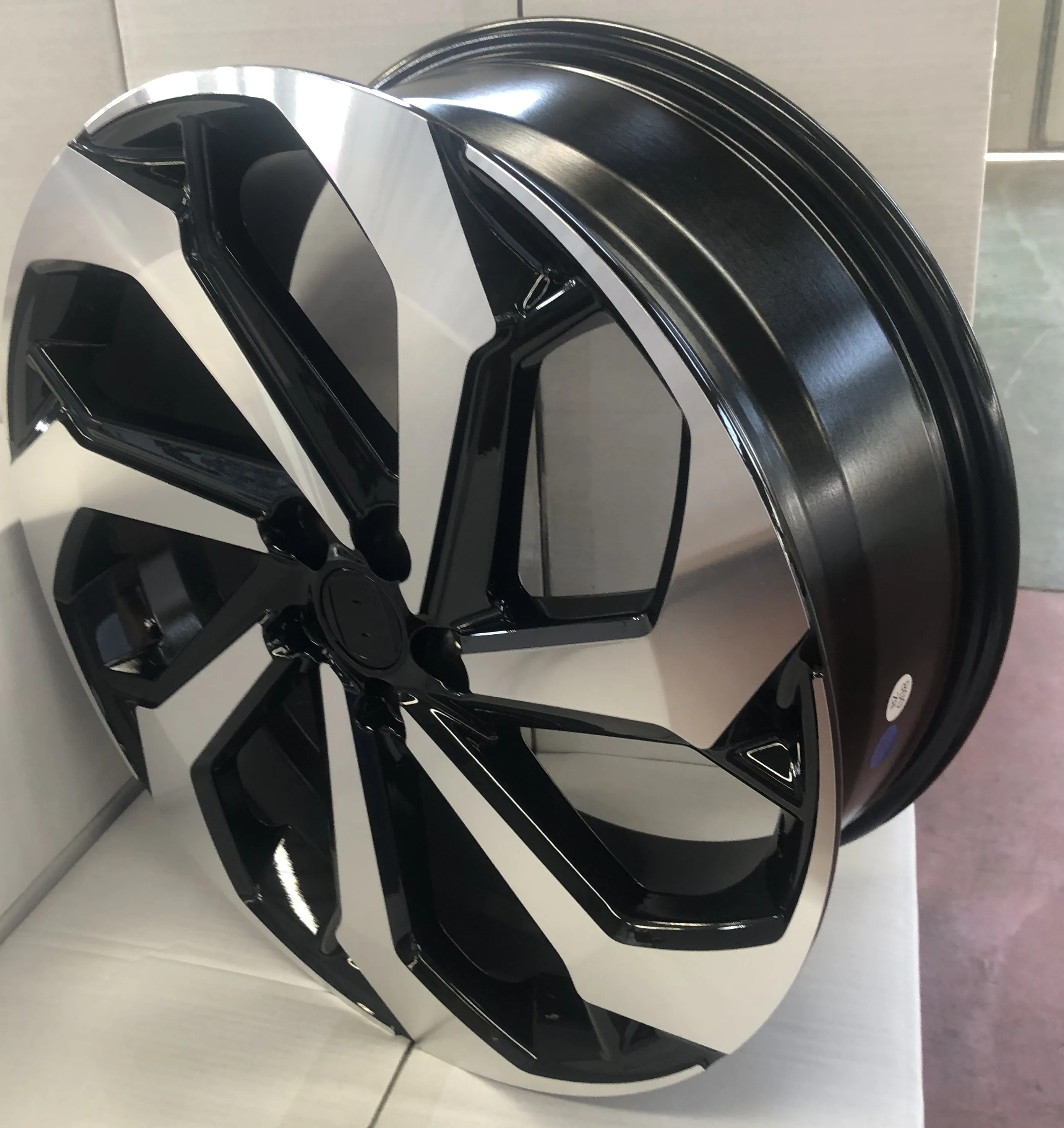 Aluminum Alloy Wheel 20*7.5  5*114.3 ET 38  Machined Face  Black Windows passenger replica car wheels