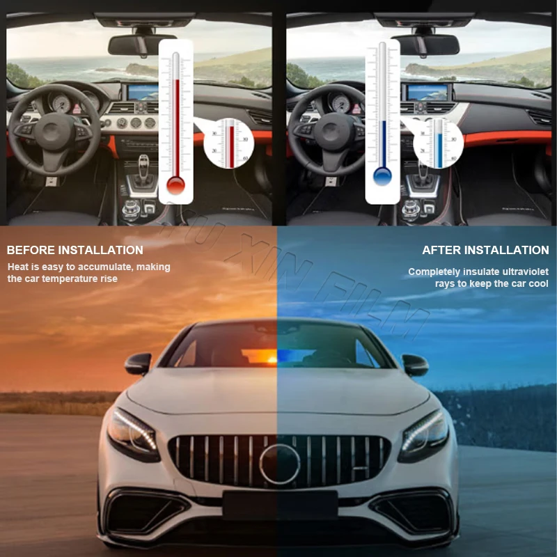 Black Color VLT10% PET Self Adhesive Car Glass Window Film UVR 99% Car Solar Tint 2 Ply Nano Ceramic Film Car Window Film