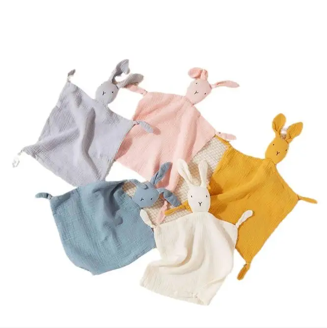 Newborn Cute Animal Rabbit Organic Cotton Baby Blanket Baby Comforter Toys Infant Baby Teething Muslin Bunny Comforter Blankets