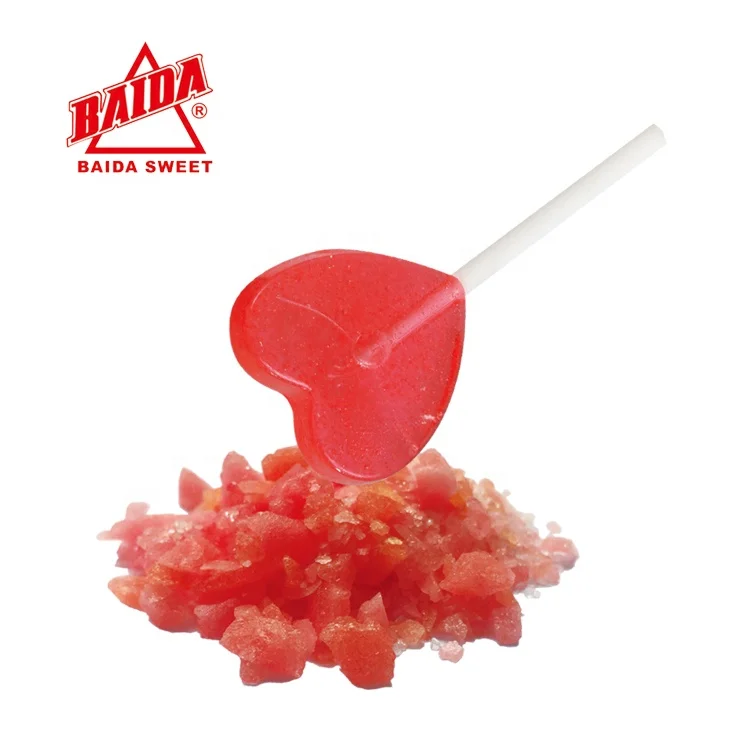 Baida Candy Magic Fruity heart shape lollipop with popping candy