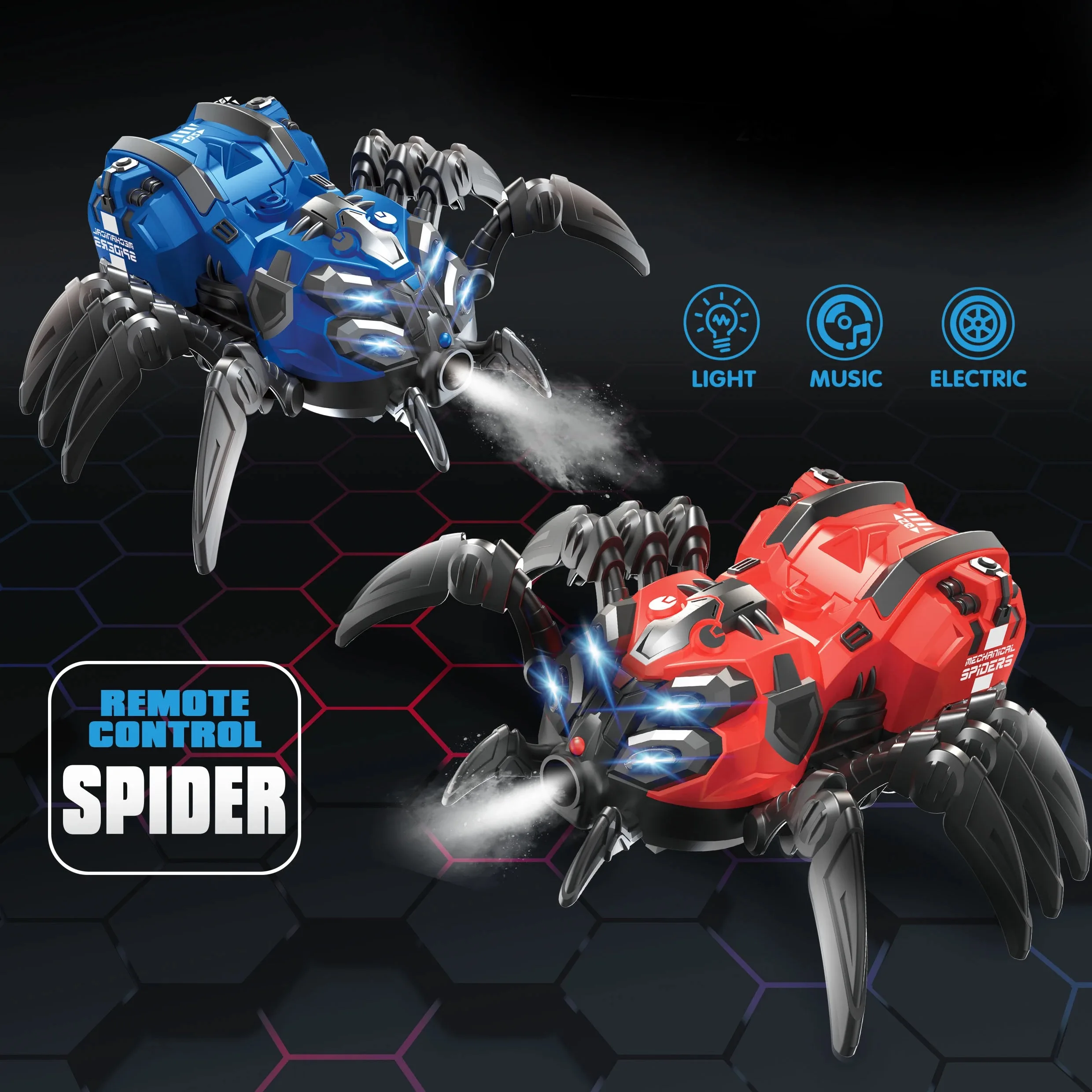 New Simulation Rc Animal Remote Control Spider Toy With Light Music Spray