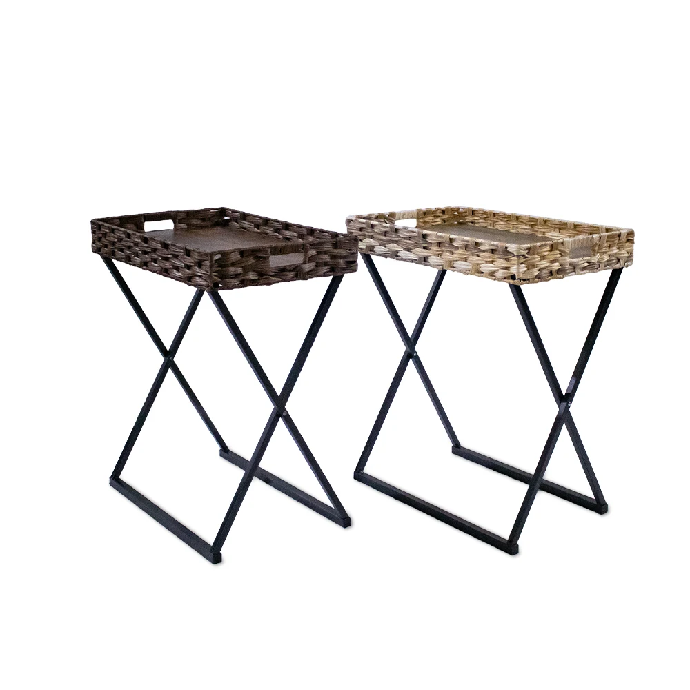 Custom PE braided iron supported storage rack Foldable desk storage organizer