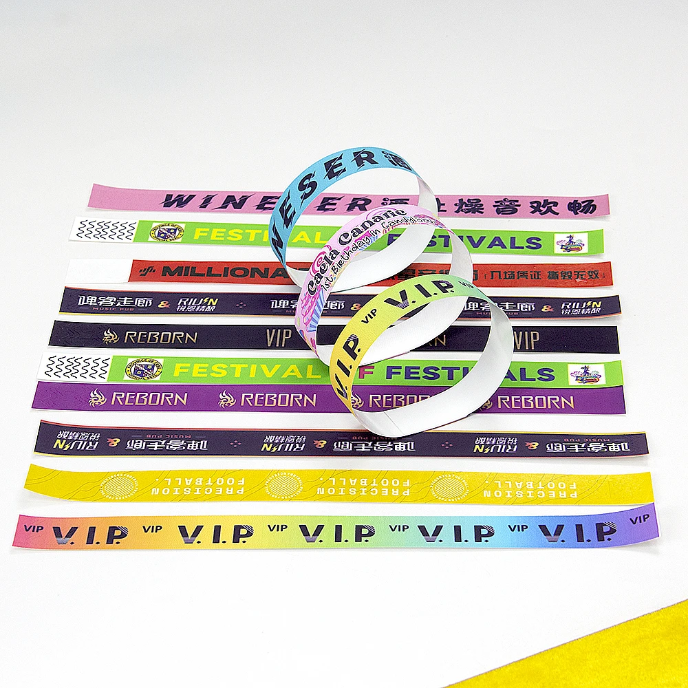 Custom Logo Tickets Disposable Wristband Waterproof Tyvek Ticket Printer Event Paper Wristbands Bracelet