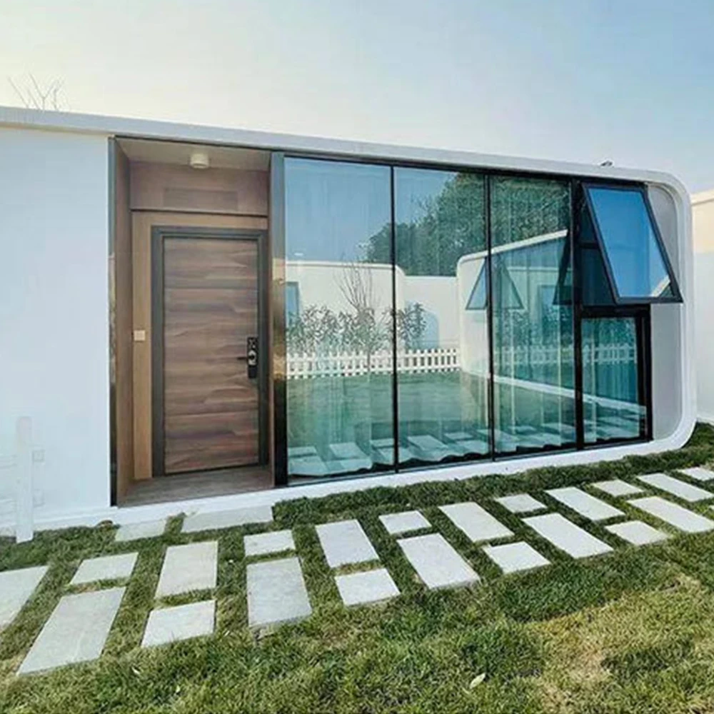 Outdoor simple villa mobile living container house mobile capsule home steel structure apple cabin prefab modern houses for sale