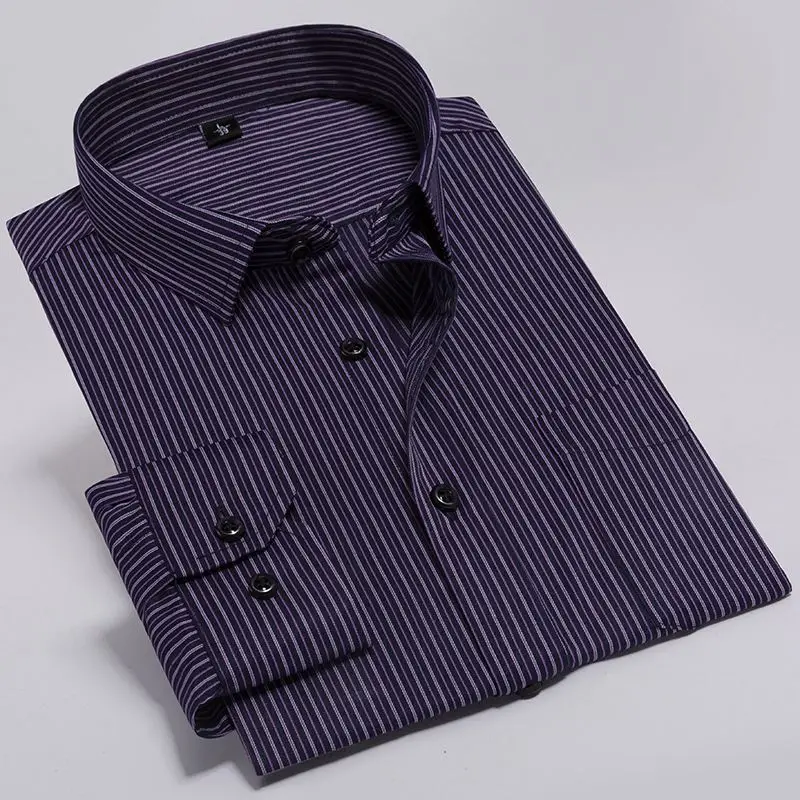 Nicole Business slim fit striped dress shirt 100 nylon long sleeve mens shirt