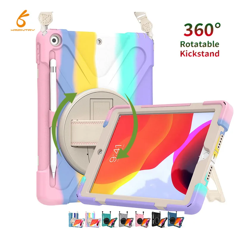 Wholesales For Ipad 9.7 Silicone Case Three Layer Full Protection Tablets Back Cover With Holder For Ipad Pro