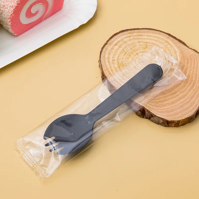 Disposable fruit fork dessert spoon plastic tableware spork