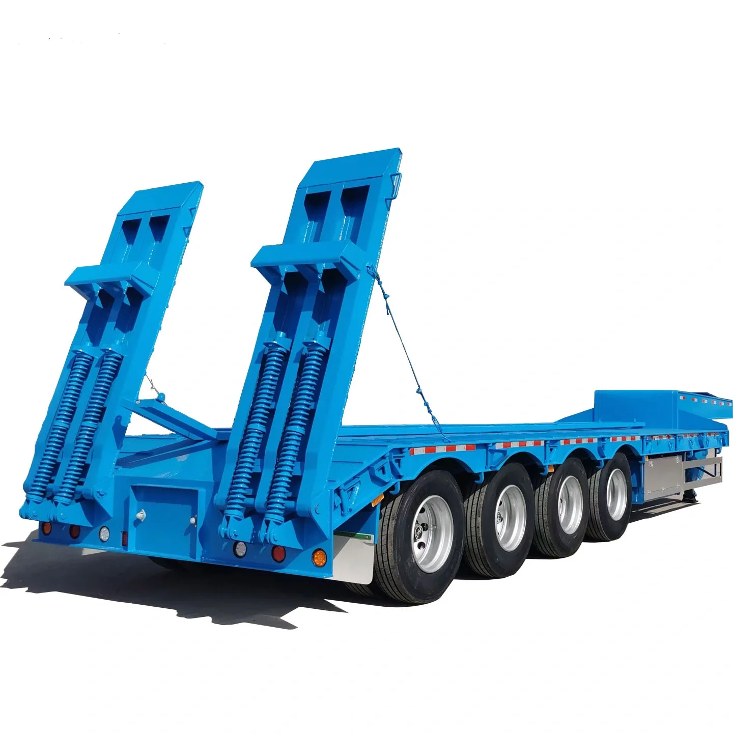China Tri Axle Low Loader 60 Tonnes Low Bed traile 80 Ton Drop Deck 100t Excavator Transport 4 Axle Lowbed Semi Trailer for Sale