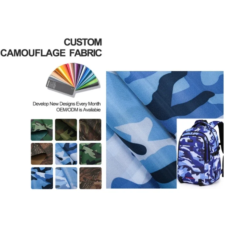 High Quality 600d Waterproof Fabric Polyester Camouflage Print 600d PVC Coating Oxford Fabric