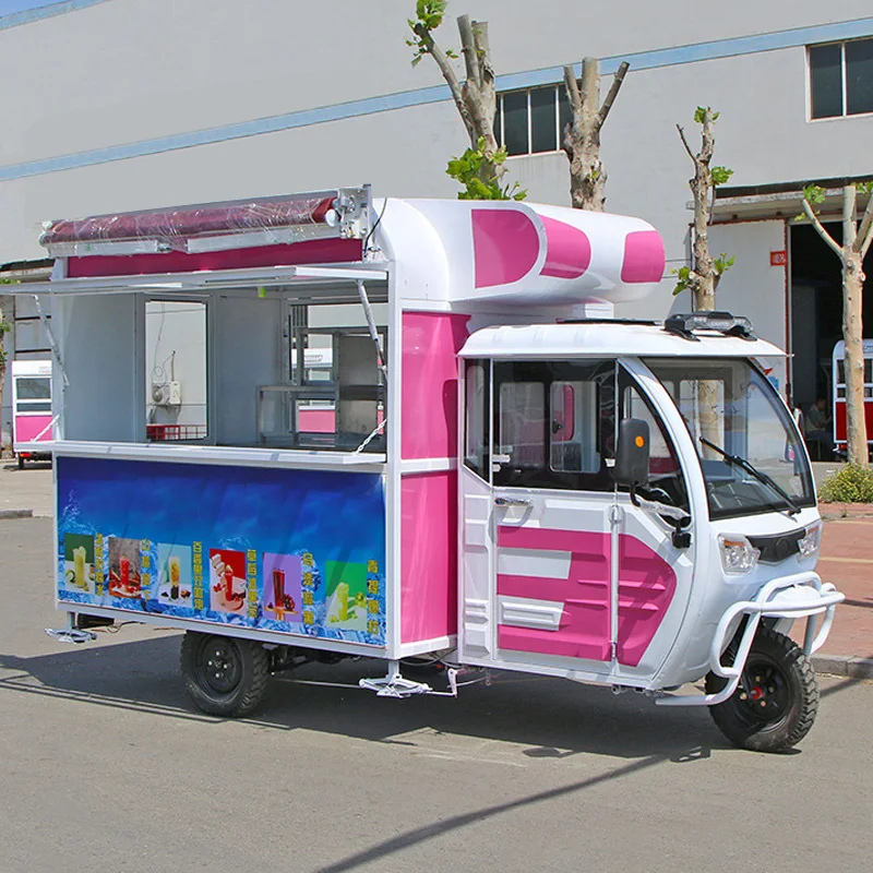 2023 Hot Selling Factory Outlet Multipurpose Mobile Electric Fast Food Snack Beverage Drinks Tricycle Pedicab Three-wheeler