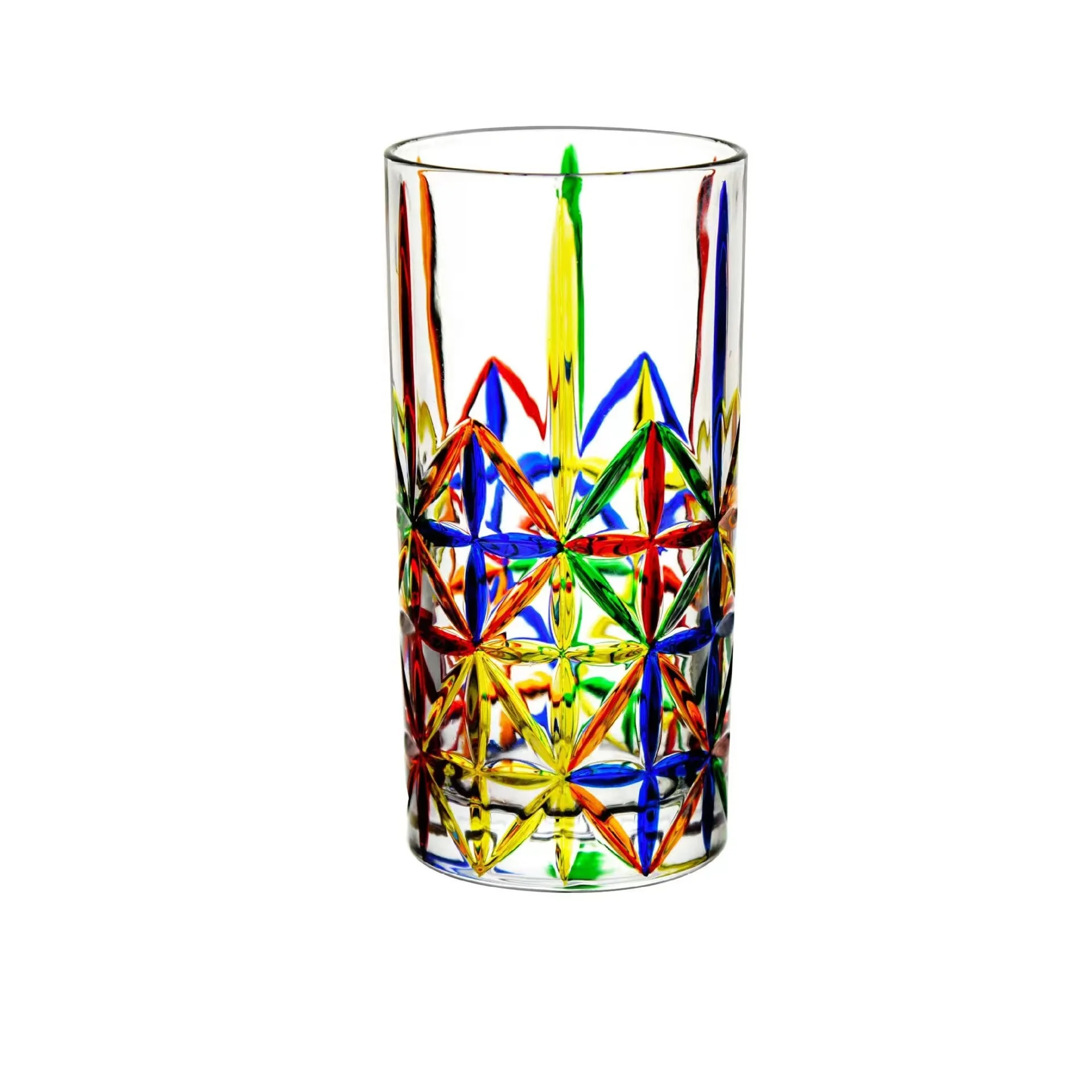 Creative hand-drawn colorful vertical design glass wine glasses wedding wine glasses