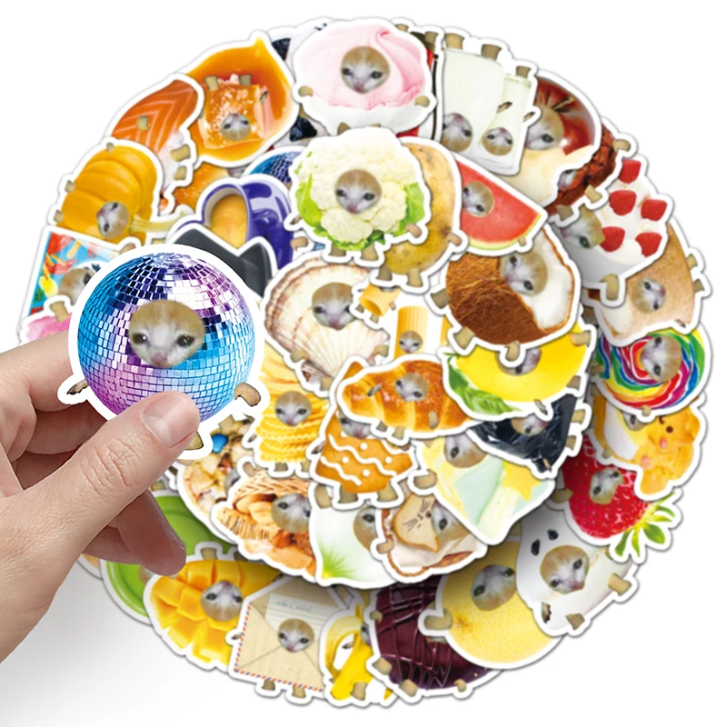 50pcs High Quality Vinyl PVC Decoration Sticker Cartoon Animal Graffiti Funny Cat Head Sticker