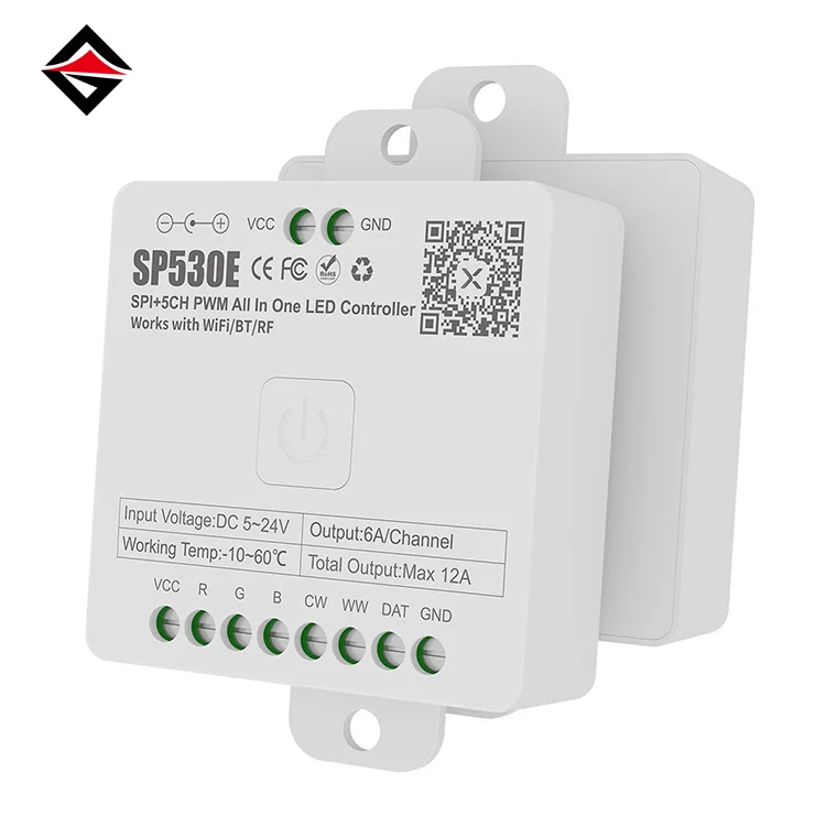 SP530E led controller rgbic rgbcct rgbw rgb cct 5v 12v 24v pixel LED strip controller Intelligent voice music mode