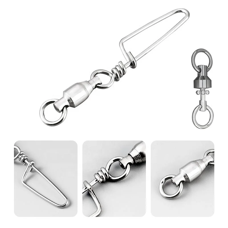 Palmer Quick lock-open fishing ball bearing swivel ball bearing snap swivels fishing stainless steel strong swivel connector
