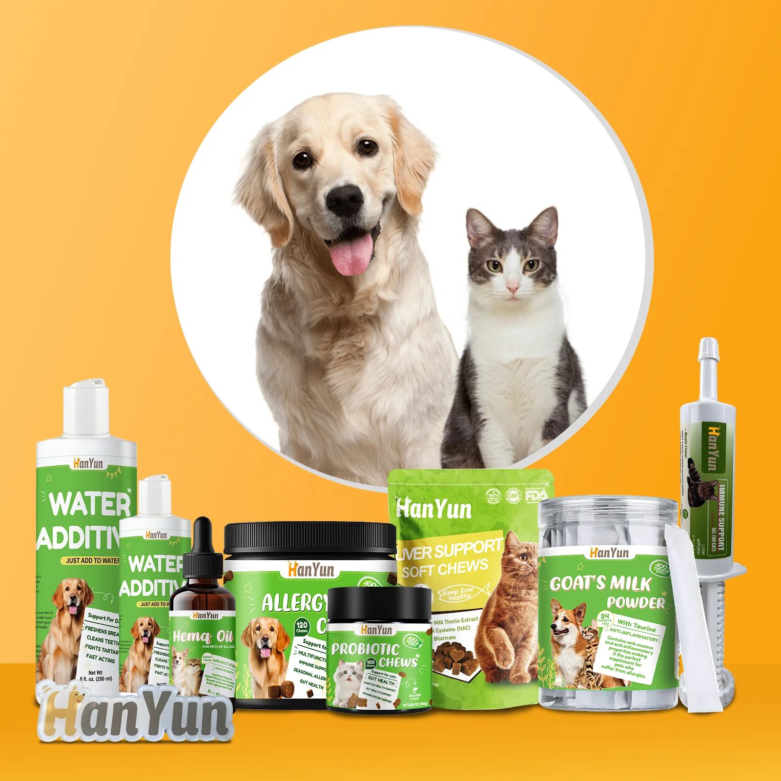 HanYun Wholesale Pet Nutrition Calcium Lysine Immune Tablets Chicken Flavor for Dogs Cats Immune Respiratory Support Supplements