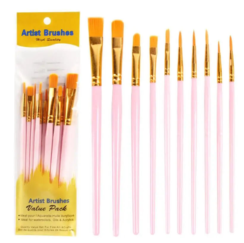 Best Selling 10Pcs Set Drawing Oil Art Painting Brush Watercolor