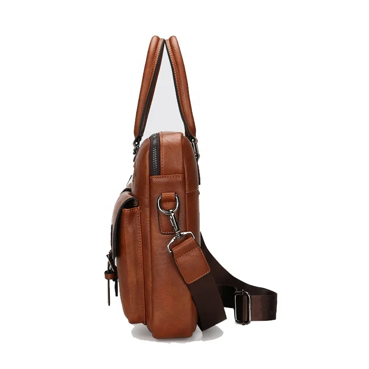 14 Inches Waterproof Custom Men Travel Business Leather Laptop Bag Briefcase