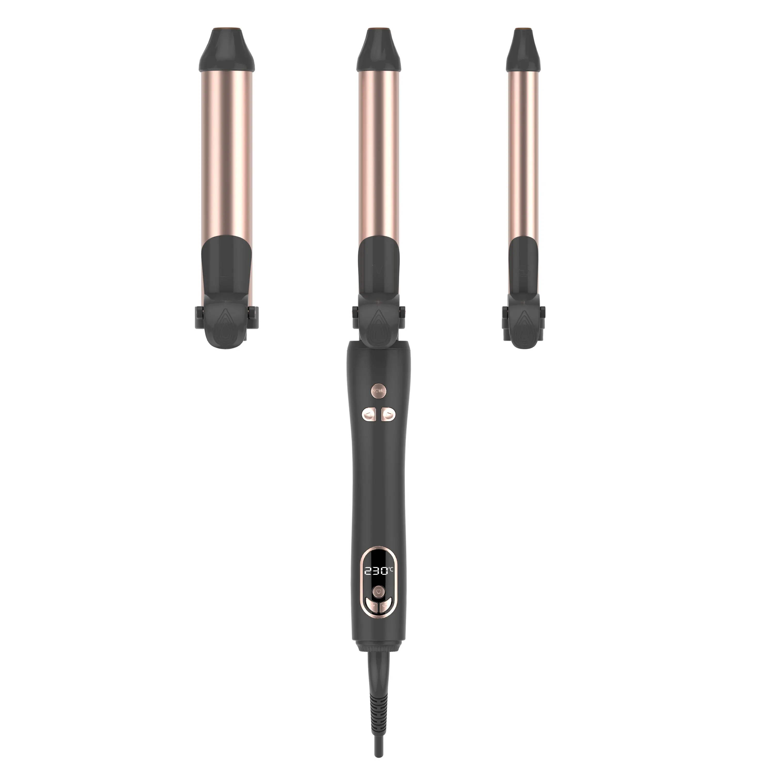 Electric stick/curler spiral ceramic rod salon design styling auto crimp personalised gold price triple hair curling tongs